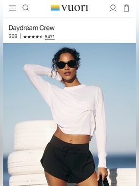 Vuori Daydream Crew White Long Sleeve Size XS